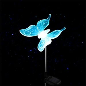 qidea outdoor solar garden stake light – color changing decorative led stake lamp in-ground landscaping lighting for garden patio yard lawn pathway flower bed decor decorations figurine butterfly