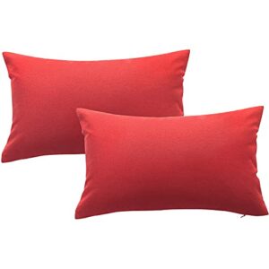 ele eleoption pack of 2 outdoor waterproof throw pillow covers, rectangular decorative garden cushion pillow cover case with for patiotent couch (12×20 inch, red)
