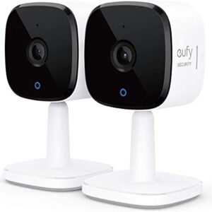 eufy Security, 2K Indoor Cam 2-Cam Kit, Plug-in Security Indoor Camera with Wi-Fi, IP Camera, Human and Pet AI, Works with Voice Assistants, Two-Way Audio, HomeBase Not Required. (Renewed)