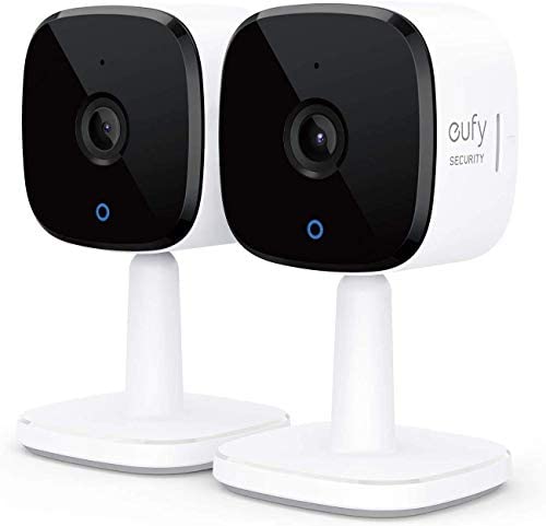 eufy Security, 2K Indoor Cam 2-Cam Kit, Plug-in Security Indoor Camera with Wi-Fi, IP Camera, Human and Pet AI, Works with Voice Assistants, Two-Way Audio, HomeBase Not Required. (Renewed)