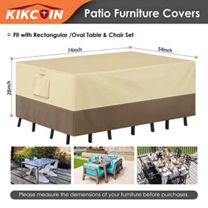 Patio Furniture Covers Waterproof for Table and Chairs, Rectangular Outdoor Furniture Set Cover, Anti-Fade, Tear/Water Resistant Patio Furniture Set Covers, 74"L x 54"W x 28"H