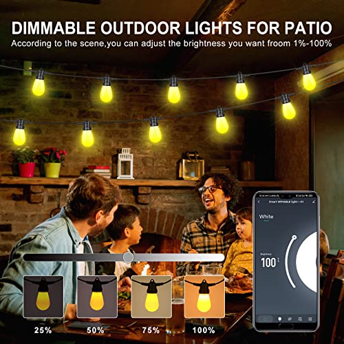 SOVELA Smart Outdoor String Lights, 54 FT Dual Mode APP Controlled LED Patio Light, 6 Scene Modes, IP65 Waterproof and Shatterproof Garden Light with 15 LED Bulbs for Outdoor Bistro Party Decor