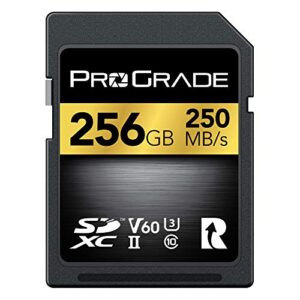 prograde digital sd uhs-ii 256gb card v60 –up to 130mb/s write speed and 250 mb/s read speed | for professional vloggers, filmmakers, photographers & content curators