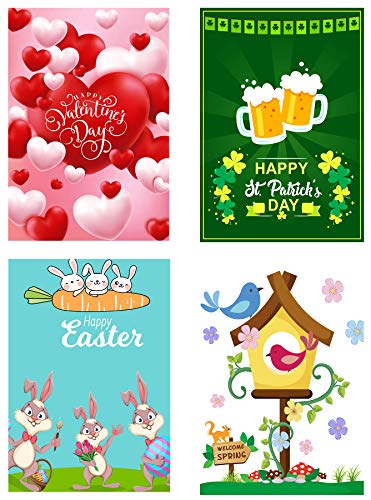 Seasonal Garden Flags Set of 12 Double Sided Burlap 12.5 x 18 Inch House Flags,Small Garden Flags for Outside,Easter Spring Summer Garden Flags,Seasonal Flags for Outdoor Decorations Flags