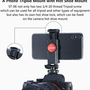 ULANZI ST-06 Camera Hot Shoe Phone Holder Flexible Phone Tripod Mount Adapter w Cold Shoe Mount for Microphone LED Light for DJI Ronin SC iPhone Samsung Canon Nikon DSLR Camera Ring Light Photography