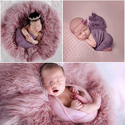 Outgeek Newborn Baby Photography Props 4 Pack Long Ripple Wrap DIY Newborn Photography Wrap (White, Pink, Navy and Lilac)