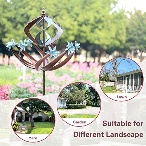 WinWindSpinner Outdoor Metal Wind Spinners for Yard Garden - Kinetic Yard Garden Wind Spinner, Gifts for Birthday, Mother's Day, Anniversary, Housewarming, Christmas (W26 x H86)