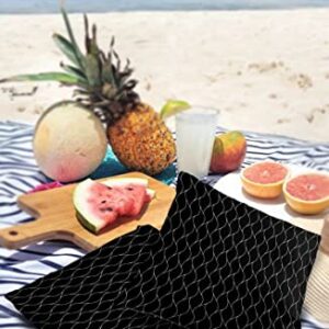 Outdoor Pillows 18x18 Waterproof Outdoor Pillow Covers, Black Wave Line Printed Polyester Throw Pillow Covers Garden Cushion Decorative Case for Patio Couch Decoration Set of 2, Black Texture