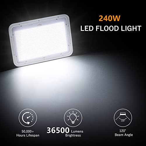 DuuToo 240W LED Flood Light, 36000lm Super Bright Security Lights, IP66 Waterproof Outdoor Flood Light, 5000K Daylight White Floodlight for Yard, Garden, Playground, Basketball Court