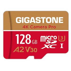 [5-yrs free data recovery] gigastone 128gb micro sd card, 4k video recording for gopro, action camera, dji, drone, nintendo-switch, r/w up to 100/50 mb/s microsdxc memory card uhs-i u3 a2 v30 c10