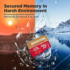[5-Yrs Free Data Recovery] Gigastone 128GB Micro SD Card, 4K Video Recording for GoPro, Action Camera, DJI, Drone, Nintendo-Switch, R/W up to 100/50 MB/s MicroSDXC Memory Card UHS-I U3 A2 V30 C10