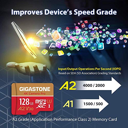 [5-Yrs Free Data Recovery] Gigastone 128GB Micro SD Card, 4K Video Recording for GoPro, Action Camera, DJI, Drone, Nintendo-Switch, R/W up to 100/50 MB/s MicroSDXC Memory Card UHS-I U3 A2 V30 C10