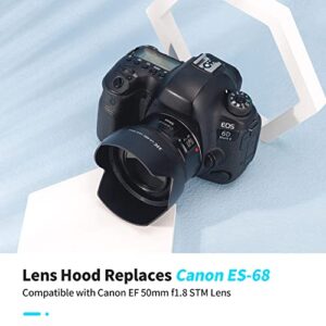 50mm Reversible Lens Hood Shade Fit for Canon EF 50mm f/1.8 STM Lens Replaces Canon ES-68 Hood Tulip Flower Design -Black