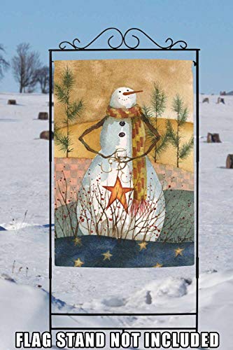 Toland Home Garden 1010497 Americana Snowman Winter Flag 28x40 Inch Double Sided Winter Garden Flag for Outdoor House Flag Yard Decoration