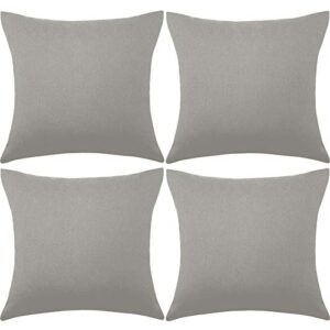 allamrcu set of 4 decorative outdoor throw pillow covers,patio balcony waterproof 18 x 18 inches square pillow cases,pu coating pillow shell for home,garden,cushion,couch, bed,sofa (grey, 18×18)