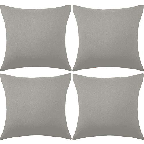 ALLAMRCU Set of 4 Decorative Outdoor Throw Pillow Covers,Patio Balcony Waterproof 18 x 18 Inches Square Pillow Cases,PU Coating Pillow Shell for Home,Garden,Cushion,Couch, Bed,Sofa (Grey, 18x18)