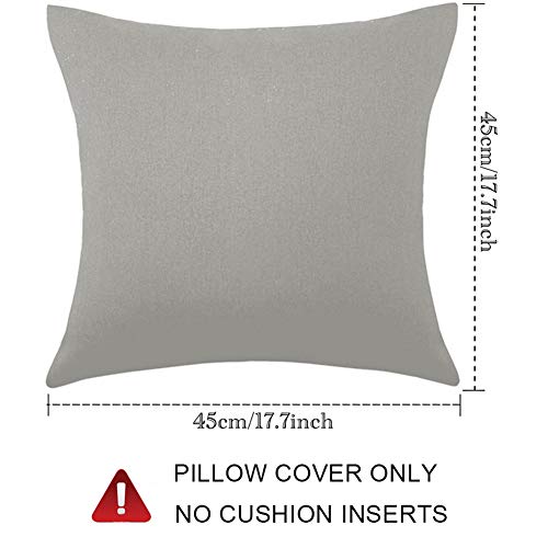 ALLAMRCU Set of 4 Decorative Outdoor Throw Pillow Covers,Patio Balcony Waterproof 18 x 18 Inches Square Pillow Cases,PU Coating Pillow Shell for Home,Garden,Cushion,Couch, Bed,Sofa (Grey, 18x18)