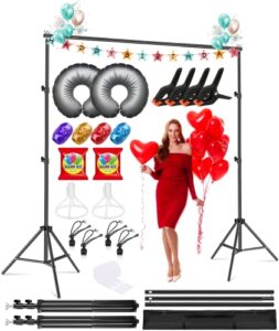 professional backdrop stand for parties, softtime adjustable backdrop stand kit 7×6.5ft, heavy duty background banner stand backdrop for photoshoot photo video studio balloon party decorations