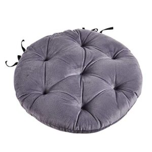 big hippo chair pads with ties, soft 17-inch round thicken chair pads seat cushion pillow for garden patio home kitchen office or car sitting(grey)
