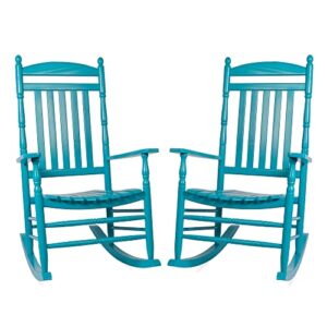 set of 2 outdoor rocking chairs, outdoor indoor oversized patio rocker chair high back rocker for garden, lawn, balcony, backyard and patio porch rocker, load bearing 330 lbs (blue)