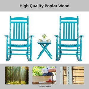 Set of 2 Outdoor Rocking Chairs, Outdoor Indoor Oversized Patio Rocker Chair High Back Rocker for Garden, Lawn, Balcony, Backyard and Patio Porch Rocker, Load Bearing 330 lbs (Blue)