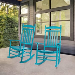 Set of 2 Outdoor Rocking Chairs, Outdoor Indoor Oversized Patio Rocker Chair High Back Rocker for Garden, Lawn, Balcony, Backyard and Patio Porch Rocker, Load Bearing 330 lbs (Blue)