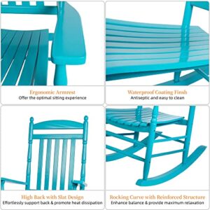 Set of 2 Outdoor Rocking Chairs, Outdoor Indoor Oversized Patio Rocker Chair High Back Rocker for Garden, Lawn, Balcony, Backyard and Patio Porch Rocker, Load Bearing 330 lbs (Blue)