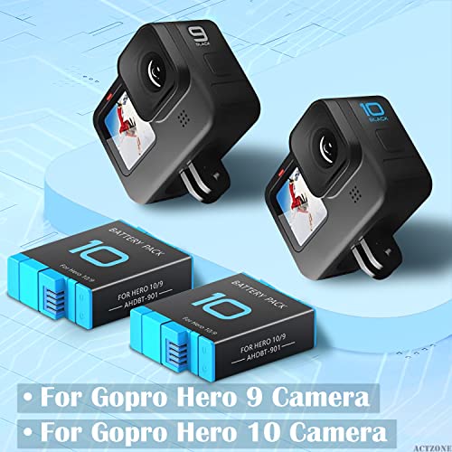 Battery Charger Station for GoPro Hero-9 Hero-10, 2 Pack Batteries Compatible with GoPro Hero 9 Hero 10 Black AHDBT-901 ADDBD-001