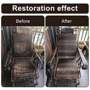 Repair Kit（Wicker + Weaving Tool）for Coffee Wicker Table and Chair, Gradient Brown Rattan for Outdoor Patio Furniture, All-Weather Wicker for Conversation Set Repair-70m (220 ft)