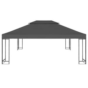 festnight double tier garden gazebo top cover canopy pop up sun shade replacement cover for 13′ x 10′ party wedding tent bbq camping shelter waterproof pavilion cater outdoor events dark gray