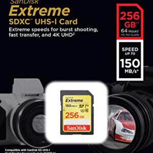 SanDisk 256GB Extreme SDXC UHS-I Memory Card - 150MB/s, C10, U3, V30, 4K UHD, SD Card - SDSDXV5-256G-GNCIN