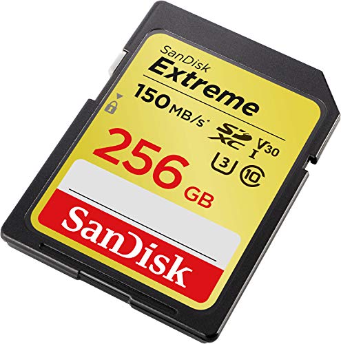 SanDisk 256GB Extreme SDXC UHS-I Memory Card - 150MB/s, C10, U3, V30, 4K UHD, SD Card - SDSDXV5-256G-GNCIN