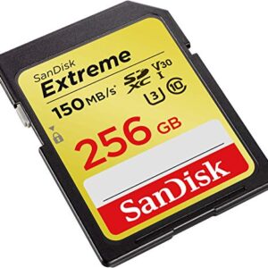 SanDisk 256GB Extreme SDXC UHS-I Memory Card - 150MB/s, C10, U3, V30, 4K UHD, SD Card - SDSDXV5-256G-GNCIN