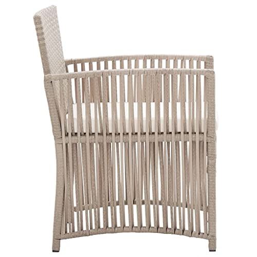 DGZLIIO Outdoor Dining Armchair, Garden Chairs, Patio Armchairs with Cushions 2 pcs Beige Poly Rattan Suitable for Terrace Garden Backyard Lawn Pool Water Surface.