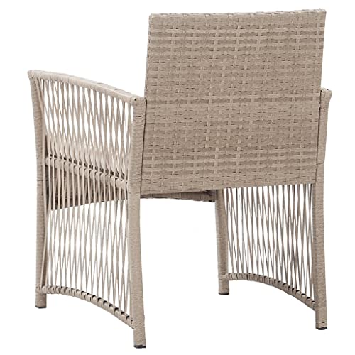 DGZLIIO Outdoor Dining Armchair, Garden Chairs, Patio Armchairs with Cushions 2 pcs Beige Poly Rattan Suitable for Terrace Garden Backyard Lawn Pool Water Surface.