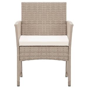 DGZLIIO Outdoor Dining Armchair, Garden Chairs, Patio Armchairs with Cushions 2 pcs Beige Poly Rattan Suitable for Terrace Garden Backyard Lawn Pool Water Surface.