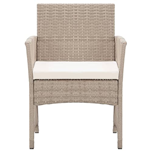 DGZLIIO Outdoor Dining Armchair, Garden Chairs, Patio Armchairs with Cushions 2 pcs Beige Poly Rattan Suitable for Terrace Garden Backyard Lawn Pool Water Surface.