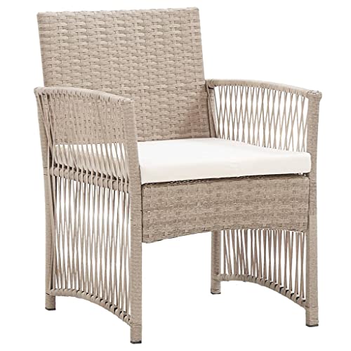 DGZLIIO Outdoor Dining Armchair, Garden Chairs, Patio Armchairs with Cushions 2 pcs Beige Poly Rattan Suitable for Terrace Garden Backyard Lawn Pool Water Surface.