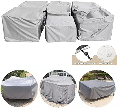 Oxford Cloth Furniture Dustproof Cover for Rattan Table Sofa Waterproof Rain-Proof Furniture Cover Garden Outdoor Patio - Multiple Size Outdoor Furniture Cover - (Silver/Black) 360x100x81cm