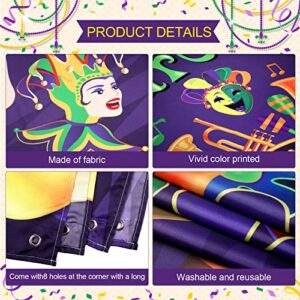 Outdoor Mardi Gras Garage Door Banner Cover Masquerade Party Backdrop Decoration Extra Large Mardi Gras Banner Photo Props Dancing Background for Carnival Birthday Party Supplies 6.1 x 13 ft