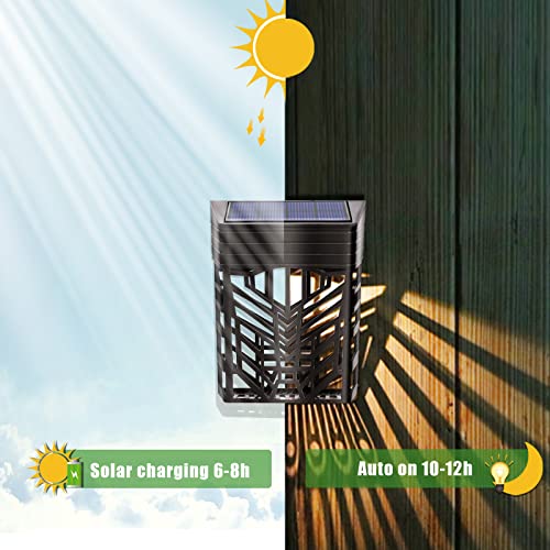 Fangfang Solar Lights for Fence,Outdoor Fence Light Wireless Waterproof LED Garden Fence Decorative Deck Lights for Backyard,Patio,Step,Stair,Pool and Front Door,Warm White, 4PC