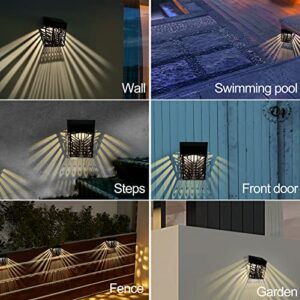 Fangfang Solar Lights for Fence,Outdoor Fence Light Wireless Waterproof LED Garden Fence Decorative Deck Lights for Backyard,Patio,Step,Stair,Pool and Front Door,Warm White, 4PC