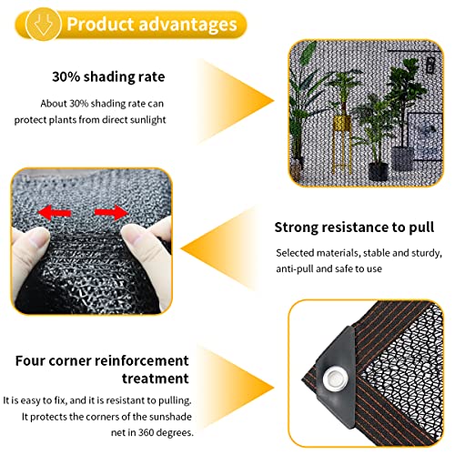 30% Shade Cloth Garden Shade Mesh Net with Grommets - Sun Shade Cover for Pergola, Patio Plants, Greenhouse, Chicken Coop, Outdoor (6.5Ft x 20Ft)