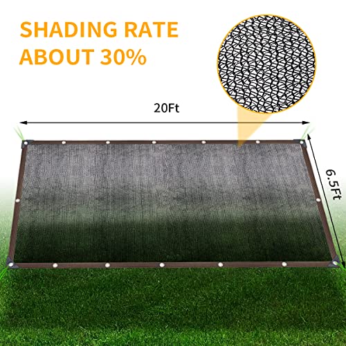 30% Shade Cloth Garden Shade Mesh Net with Grommets - Sun Shade Cover for Pergola, Patio Plants, Greenhouse, Chicken Coop, Outdoor (6.5Ft x 20Ft)