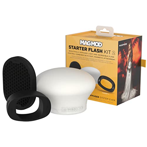 MagMod Starter Flash Kit 2 | Camera Speedlight Flash Diffuser | Magnetic Light Modifier Attachments | New and Improved MagMod Modifiers: MagGrip 2, MagSphere 2, MagGrid 2 | Superior Light Control