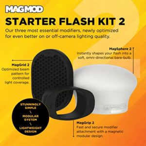 MagMod Starter Flash Kit 2 | Camera Speedlight Flash Diffuser | Magnetic Light Modifier Attachments | New and Improved MagMod Modifiers: MagGrip 2, MagSphere 2, MagGrid 2 | Superior Light Control