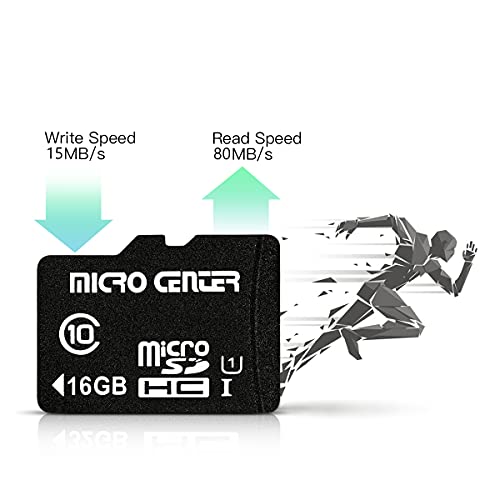 Micro Center 16GB Class 10 Micro SDHC Flash Memory Card with Adapter for Mobile Device Storage Phone, Tablet, Drone & Full HD Video Recording - 80MB/s UHS-I, C10, U1 (2 Pack)