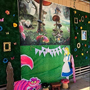 7x5FT Alice in Wonderland Party Photo Backdrop,Fairy Tale Castle Photography Background for Birthday Party Decorations Supplies,Portrait Studio Booth Props