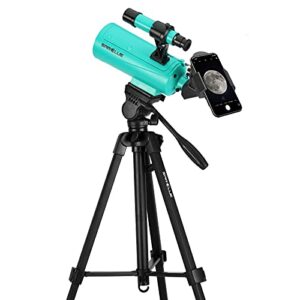 sarblue maksutov-cassegrain telescope, mak60 telescopes for kids adults 750x60mm, compact portable for travel, beginner astronomy telescope with adjustable tripod finderscope and phone adapter