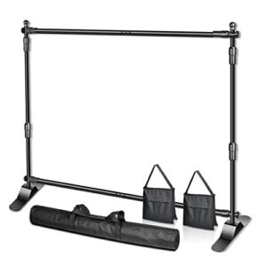 emart 8 x 8 ft adjustable telescopic tube backdrop banner stand, heavy duty step and repeat background stand kit for photography backdrop and trade show display